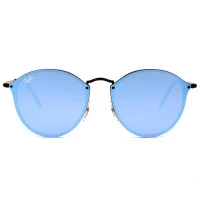 Ray Ban Blaze Round RB3574N - Preto/Azul Escuro Espelhado 153/7V 59mm - Óculos de Sol