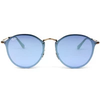 Ray Ban Blaze Round RB3574N Dourado/Azul Semi-Espelhado 9035/1U 59mm - Óculos de Sol