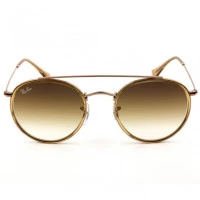 Ray Ban Round Ponte Dupla RB3647N - Dourado/Marrom Degradê 9070/51 51mm - Óculos de Sol