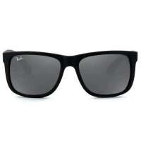 Ray Ban Justin RB4165L - Preto Fosco/Cinza Espelhado 622/6G 55mm - Óculos de Sol