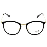 Ray Ban Redondo RB7140 Preto/Dourado 2000 51mm - Óculos de Grau