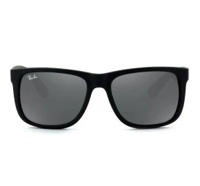 Ray Ban Justin RB4165L - Preto Fosco/Cinza Espelhado 622/6G 57mm - Óculos de Sol