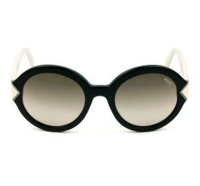 Emilio Pucci EP 69 - Preto Brilho/Branco/Marrom Degradê 01K 53mm - Óculos de Sol