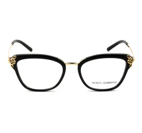 Dolce & Gabbana DG5052 - Preto/Dourado 501 52mm - Óculos de Grau