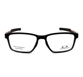 Oakley Metalink OX8153 - Cinza Fosco/Vermelho 0555 55mm - Óculos de Grau