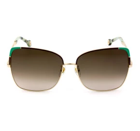 Carolina Herrera SHE172 Dourado/Marrom Degradê 033M 59mm - Óculos de Sol