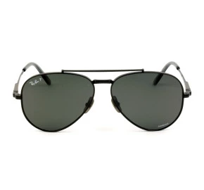 Ray Ban Aviator Titanium RB8225 Preto/Cinza Polarizado 3141K8 62mm - Óculos de Sol