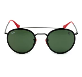 Ray Ban Round Ponte Dupla Ferrari RB3647-M - Preto/Vermelho/G-15 F028/31 51mm - Óculos de Sol