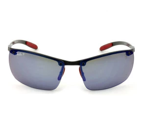 Óculos Ray Ban Carbon Fibre Ferrari Preto/Azul Semi Espelhado Polarizado RB8305-M F005/H0 65mm