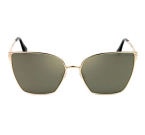 Óculos Tom Ford Feminino Helena Dourado Cinza Espelhado TF653 28C 59mm