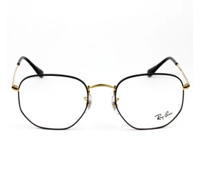 Ray Ban Hexagonal RB6448 Preto/Dourado 3175 54mm - Óculos de Grau