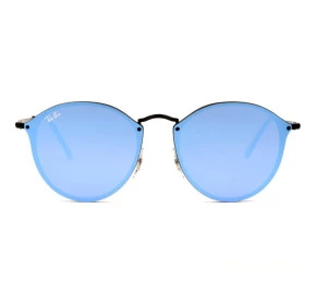 Ray Ban Blaze Round RB3574N - Preto/Azul Escuro Espelhado 153/7V 59mm - Óculos de Sol