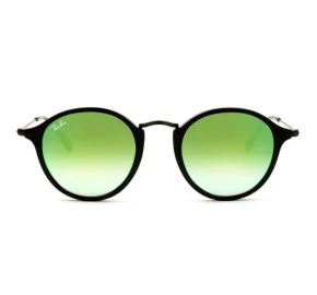 Ray Ban Round Fleck RB2447 - Preto/Verde Espelhado 901/4J 49mm - Óculos de Sol