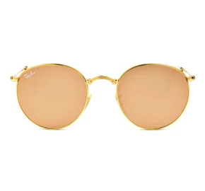 Ray Ban Round Dobrável RB3532 - Dourado/Rose Espelhado 001/Z2 50mm - Óculos de Sol