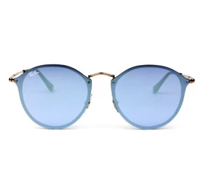 Ray Ban Blaze Round RB3574N Dourado/Azul Semi-Espelhado 9035/1U 59mm - Óculos de Sol