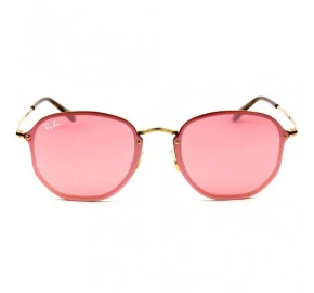 Ray Ban Blaze Hexagonal RB3579-N - Dourado/Rose Semi-Espelhado 001/E4 58mm - Óculos de  Sol