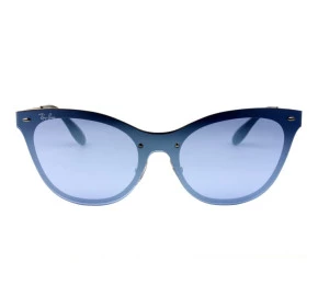 Ray Ban Blaze Cat Eye RB3580-N - Dourado/Azul Semi-Espelhado 9039/1U 43mm - Óculos de Sol