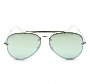 Ray Ban Blaze Aviador RB3584-N - Prata/Verde Semi-Espelhado 9051/30 61mm - Óculos de Sol