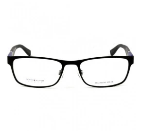 Tommy Hilfiger TH1284 - Preto Fosco/Azul  FO3 56mm - Óculos de Grau
