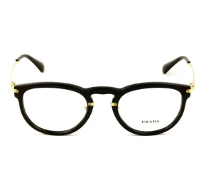 Prada VPR 02V - Preto/Dourado 1AB-1O1 51mm - Óculos de Grau