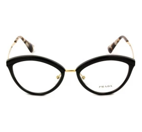 Prada VPR 14U - Preto/Dourado KUI-1O1 52mm - Óculos de Grau