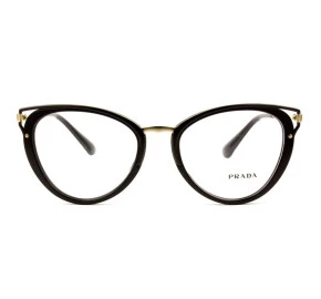 Prada VPR 53U Preto/Dourado 1AB-1O1 52mm - Óculos de Grau